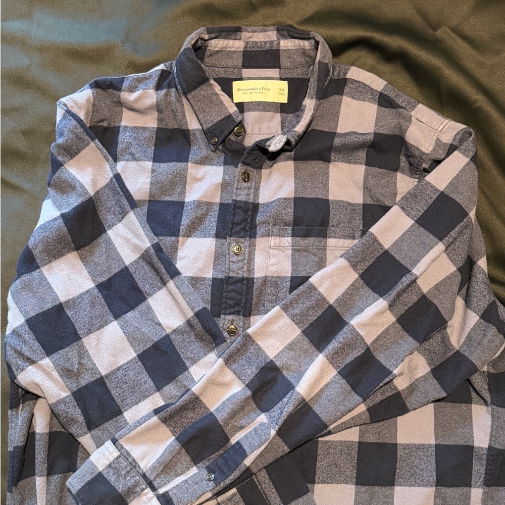 Abercrombie & Fitch Navy and Light Gray Checkered Shirt